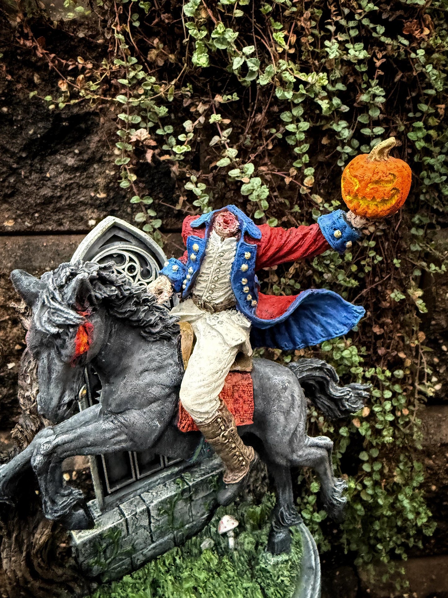 Headless Horseman Riding Statue, Full Color Resin Sculpture | Gothic Legend of Sleepy Hollow Figurine | Dark Folklore Art for Spooky Decor