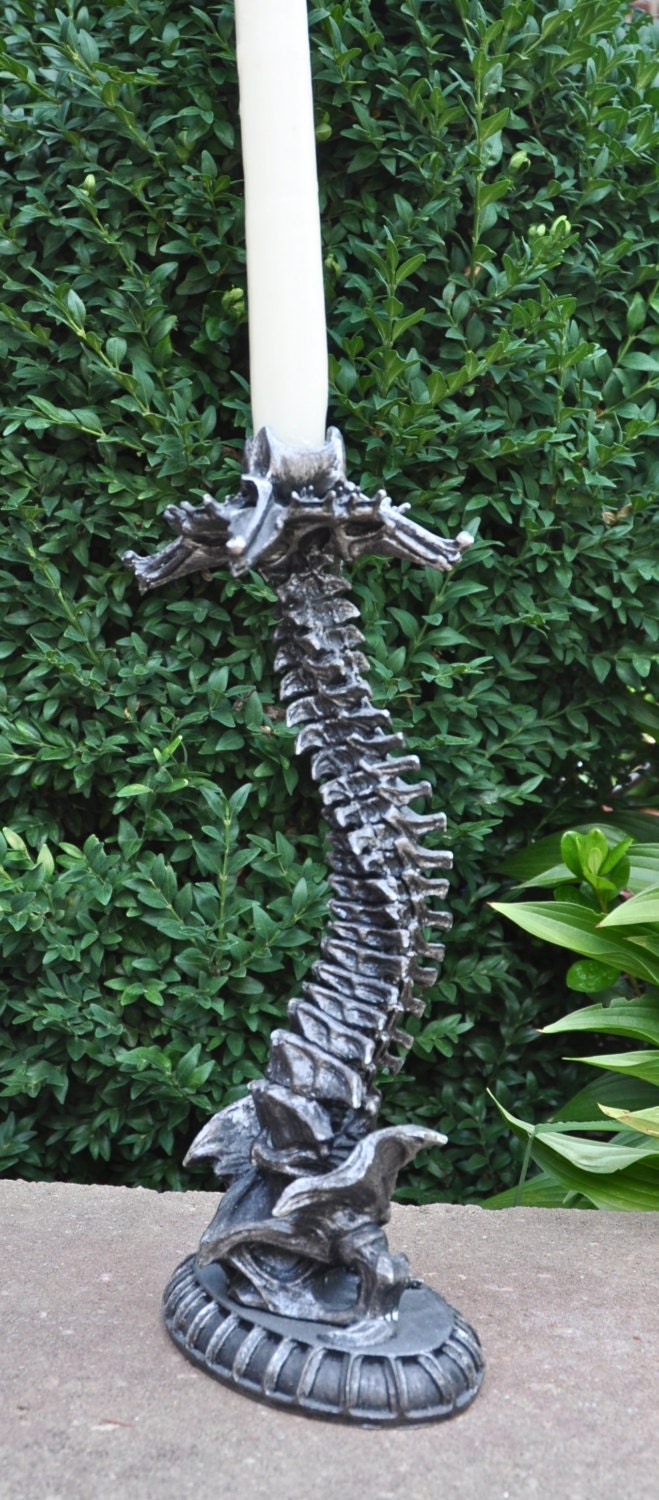 Helix Ossuary Spine Candlestick Holder, Hand Sculpted Resin Sculpture| Spooky Gothic Candle,Spine Candle for Halloween Gift and Gothic Decor