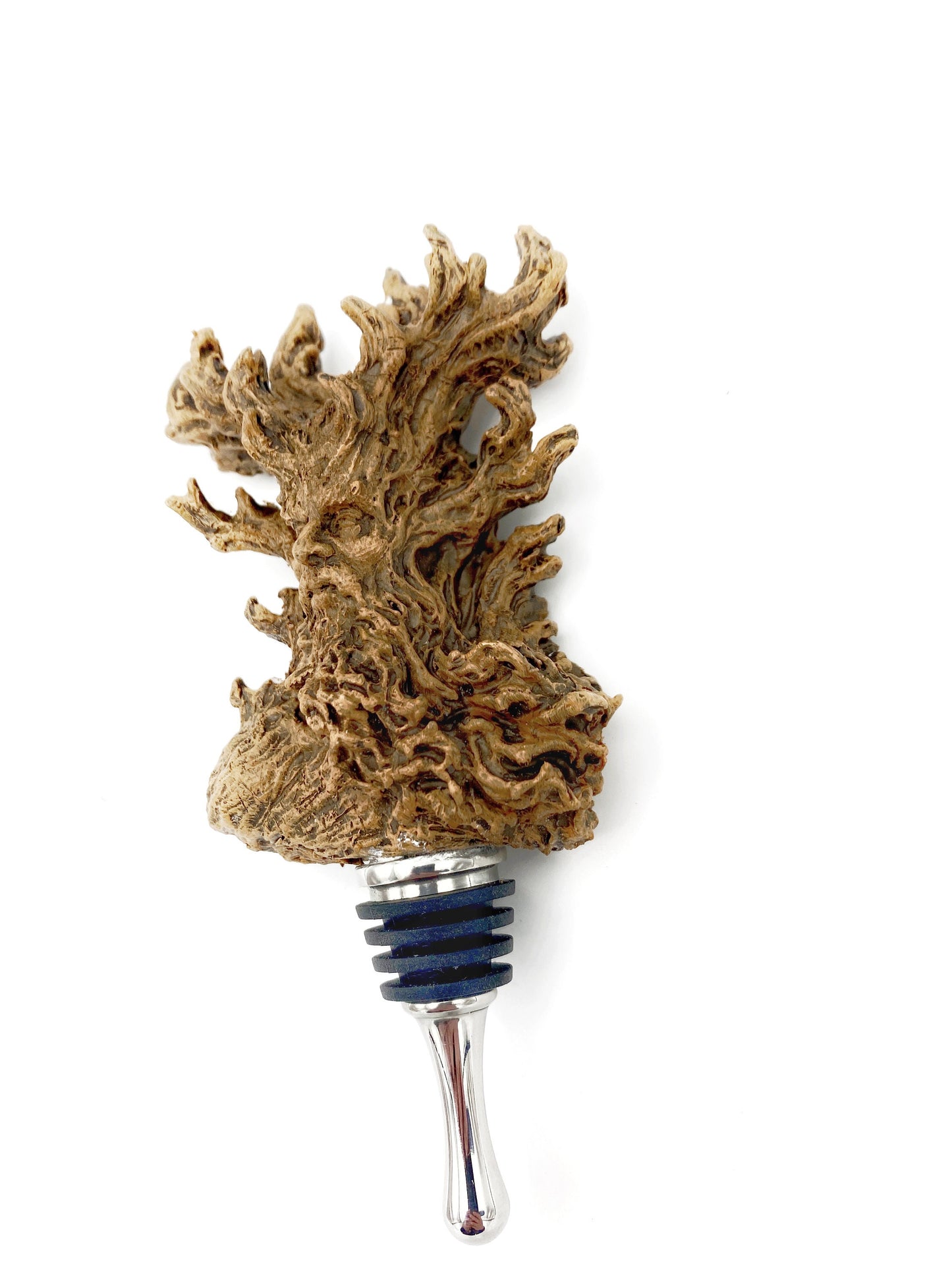 Cernunnos/ Green Man Winestopper, Hand Sculpted Resin, Mythic Fantasy Art Barware | Nature Bottle Stopper | Fantasy Wine and Barware Gift
