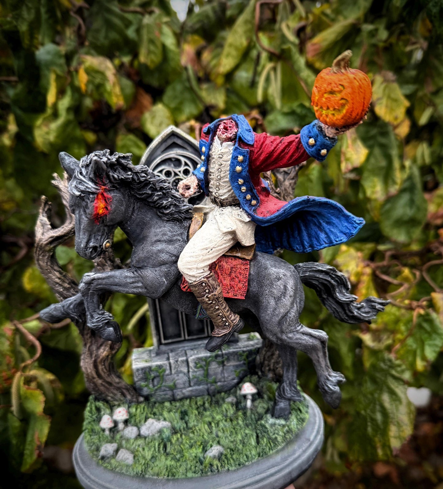 Headless Horseman Riding Statue, Full Color Resin Sculpture | Gothic Legend of Sleepy Hollow Figurine | Dark Folklore Art for Spooky Decor