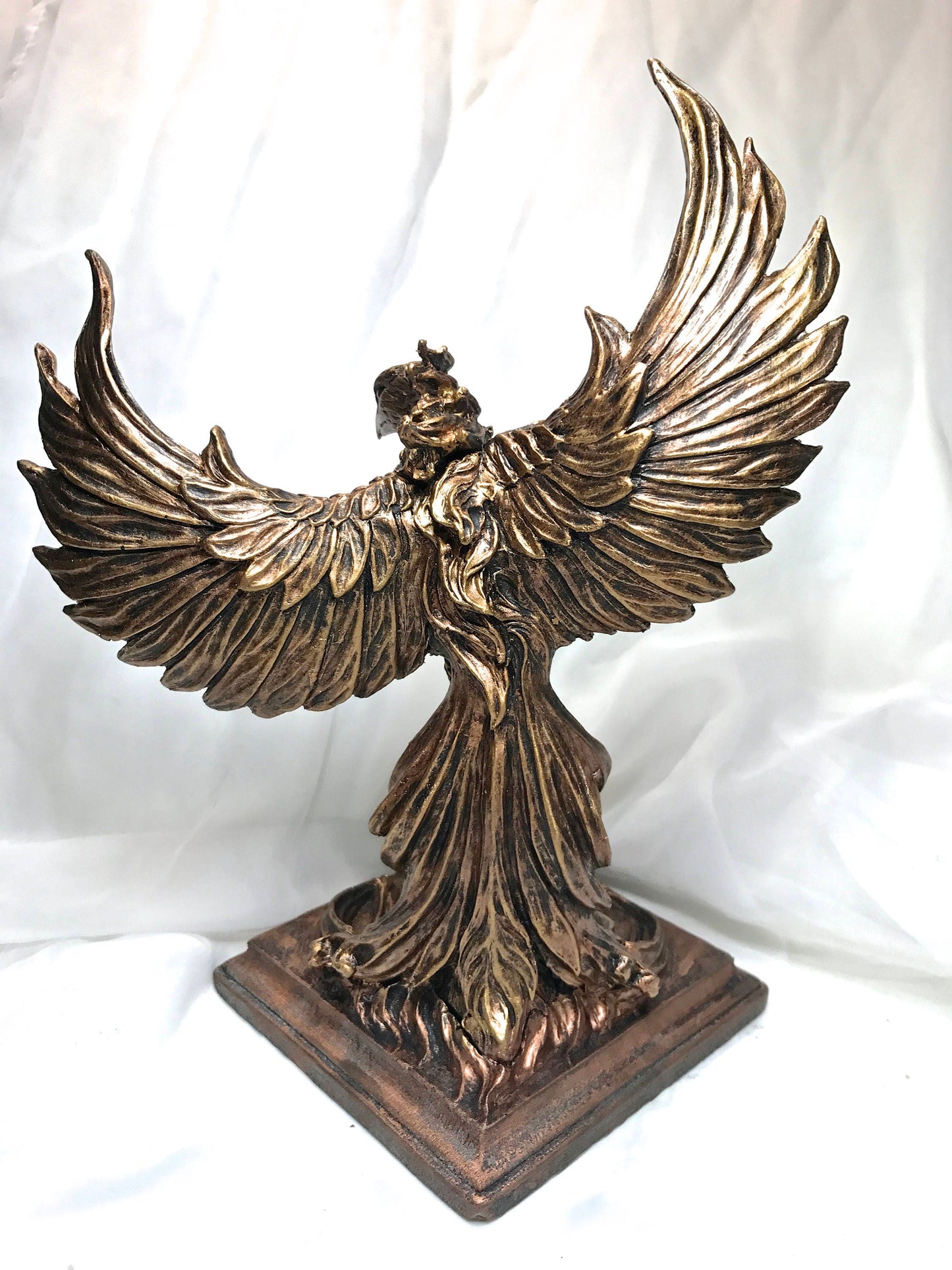 Phoenix Statue, Hand Painted Resin Sculpture | Mythical Creature Figurine | Unique Legendary Flaming Phoenix Figurine Fantasy Art Decor Gift