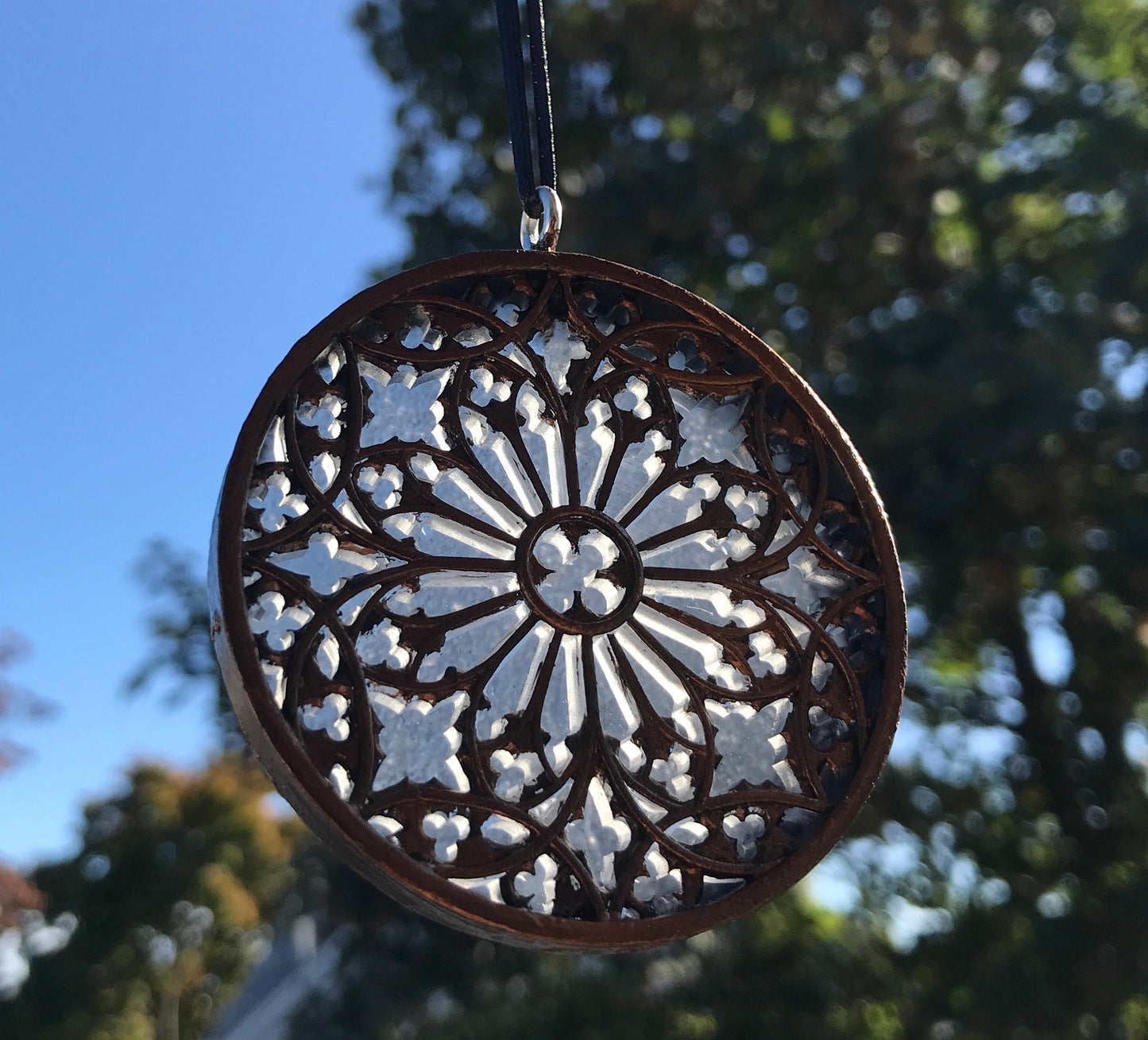 Gothic Cathedral Window Ornament, Translucent | Unique Gothic Home Decor | Resin Medieval Architecture, Gothic Ornament Holiday Decor