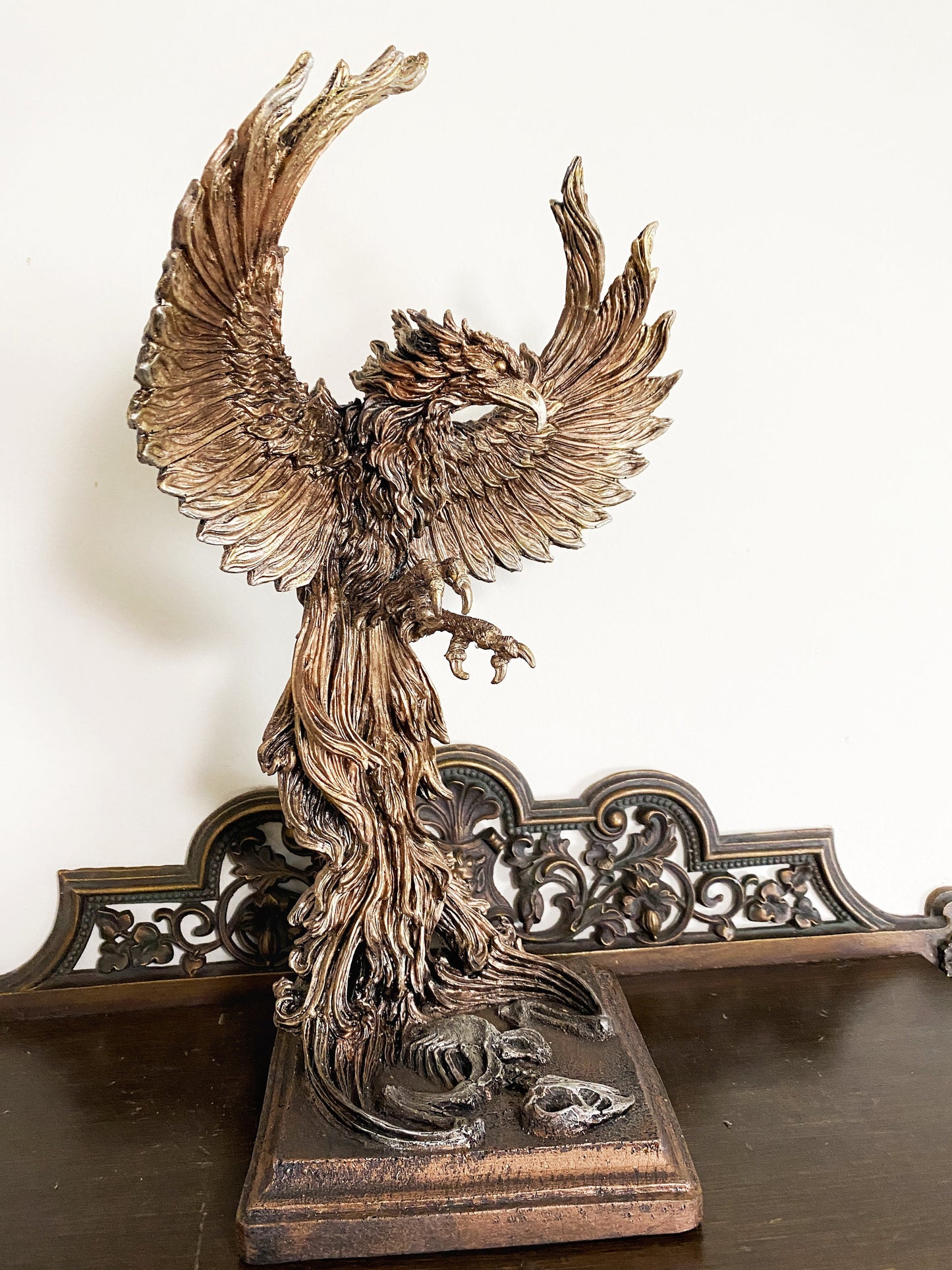 Phoenix Rising Statue, Large Version | Mythical Creature Figurine | Unique Legendary Flaming Phoenix Figurine. Fantasy Art Decor Gift