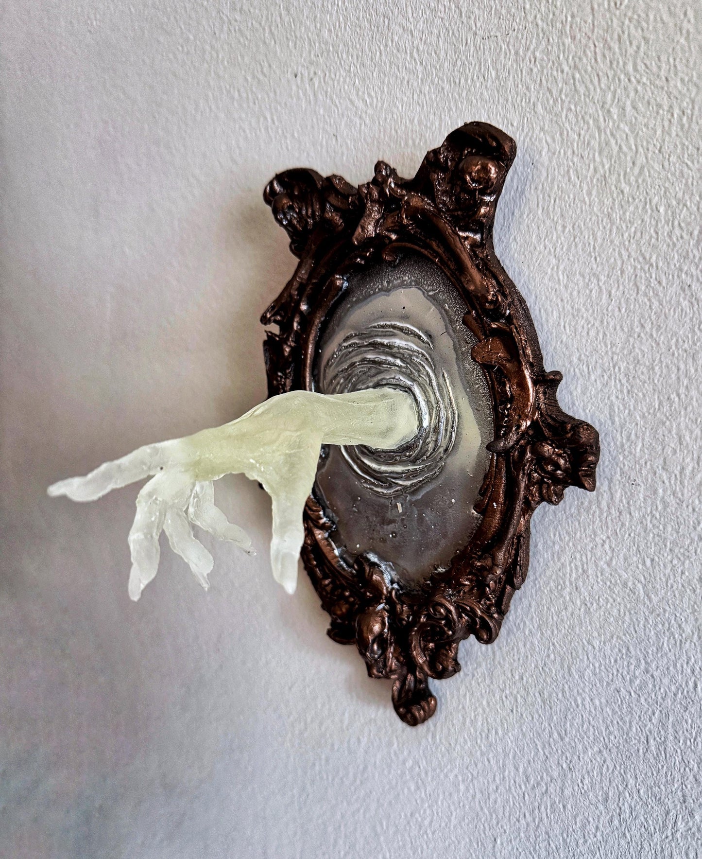 Spectral Hand Wall Plaque, Glow in the Dark Resin | Victorian Gothic Haunted Wall Art |Ghost Hand Gift for Halloween, Spooky Home Decor