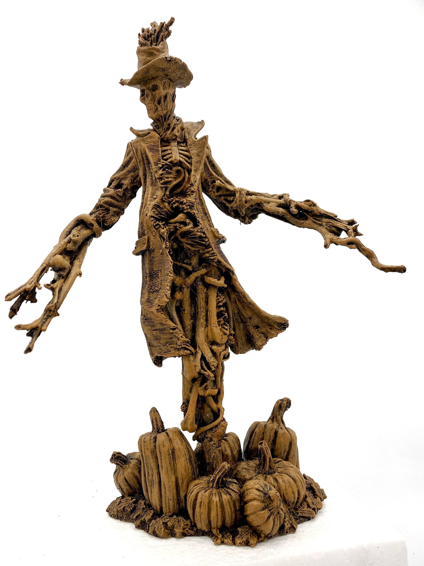 Scarecrow Statue, Hand Painted Resin Sculpture | Gothic Halloween Nightmare Creature Figurine | Dark Folklore Art for Spooky Home Decor