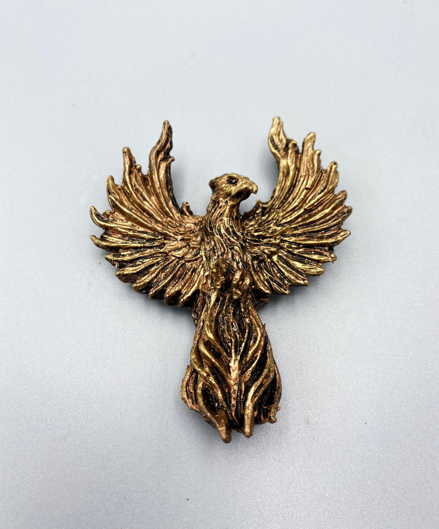 Phoenix Magnet, Hand Painted Resin Sculpture | Mythic Fantasy Decor | Phoenix Magnet for Fantasy and Gothic Decor