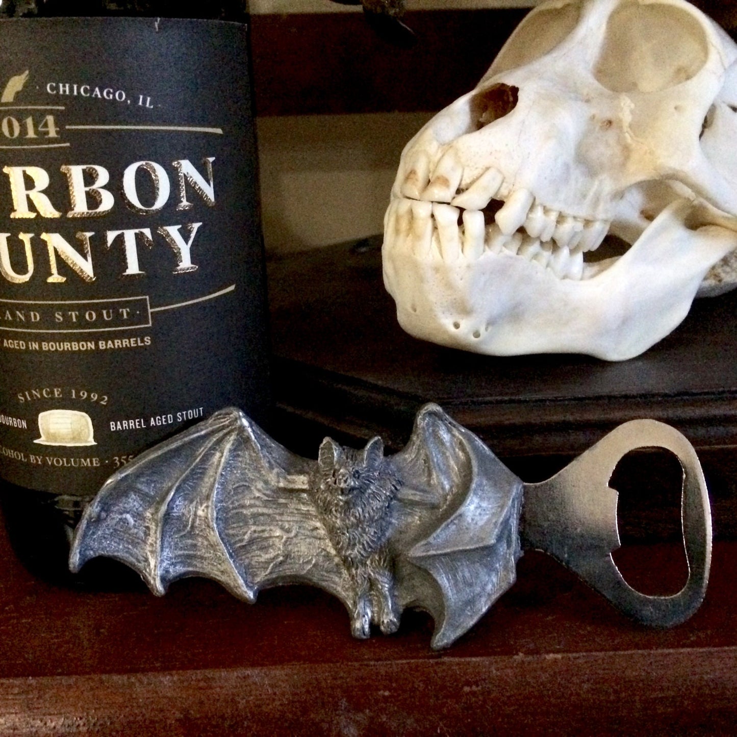 Vampire Bat Bottle Opener, Hand Painted Resin | Gothic Vampire Barware | Unique Bat Bottle Opener |Dark Fantasy Gothic Beer and Barware Gift