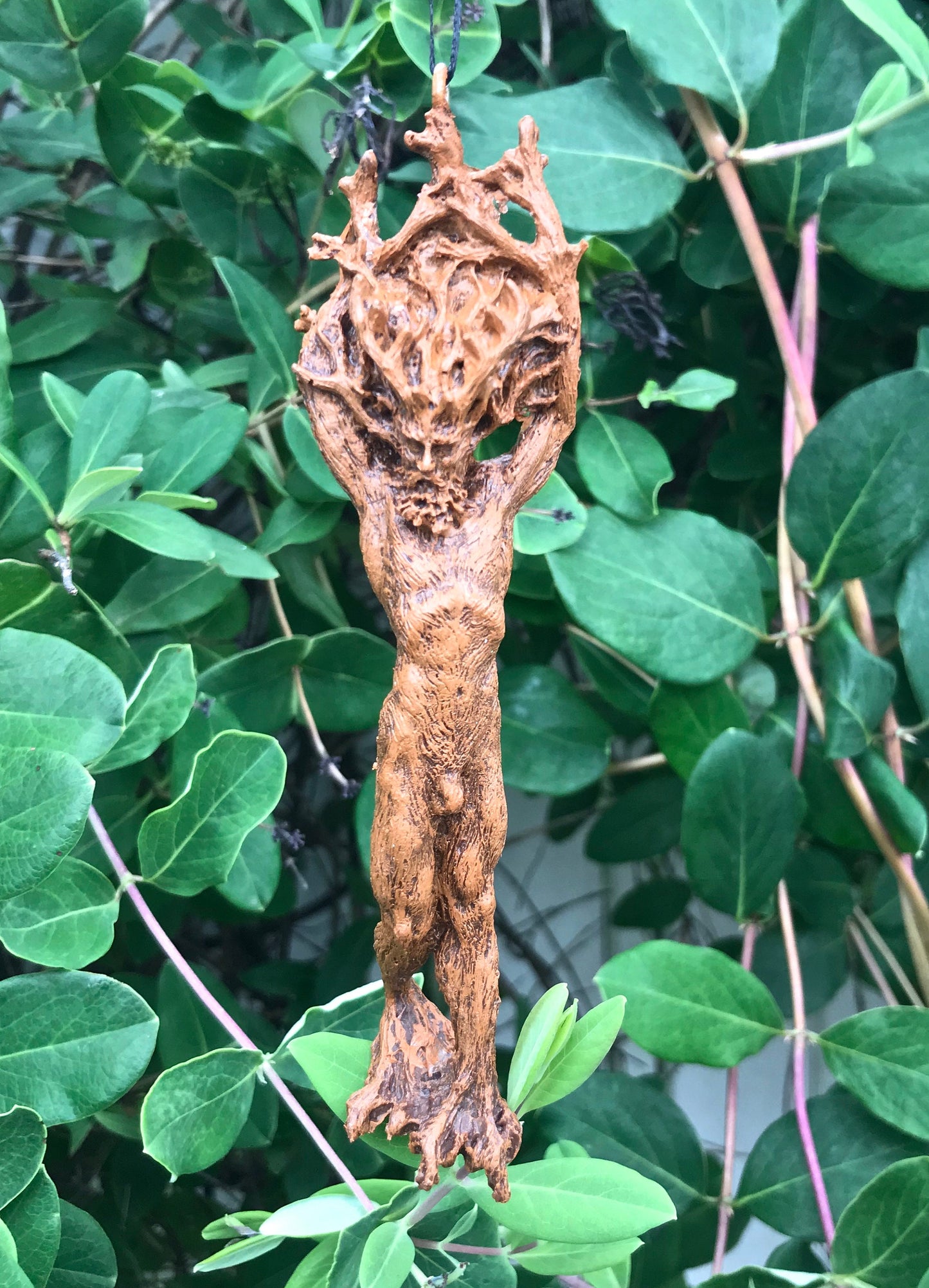 Green Man/ Cernunnos Ornament, Hand Painted Resin Sculpture | Mythical Forest Creature Figurine | Woodland God Ornament for Nature Lovers