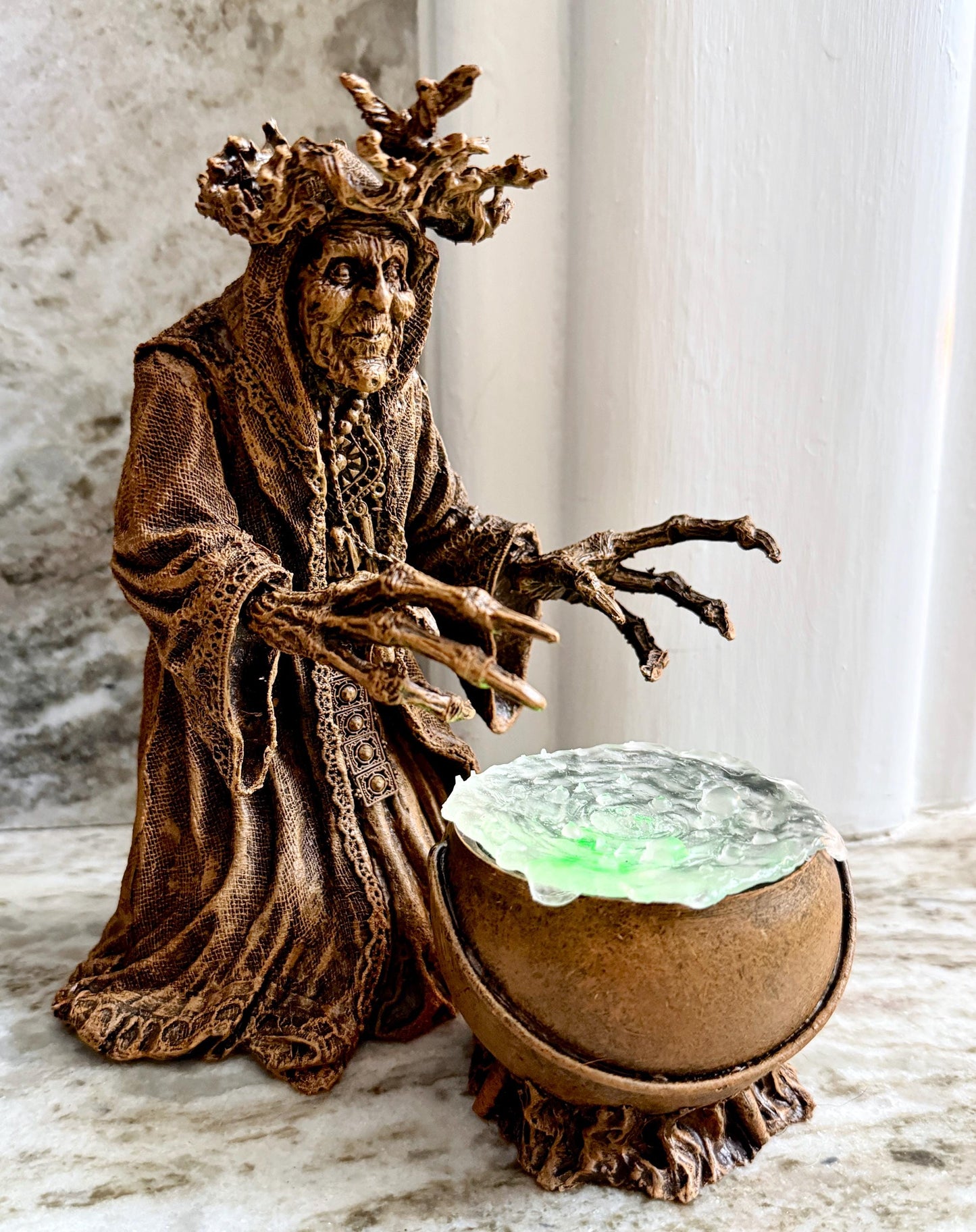 Gryla the Witch Statue, Hand Painted Resin Sculpture | Rustic Folklore Crone Figurine | Spooky Home Decor for Halloween Dark Christmas