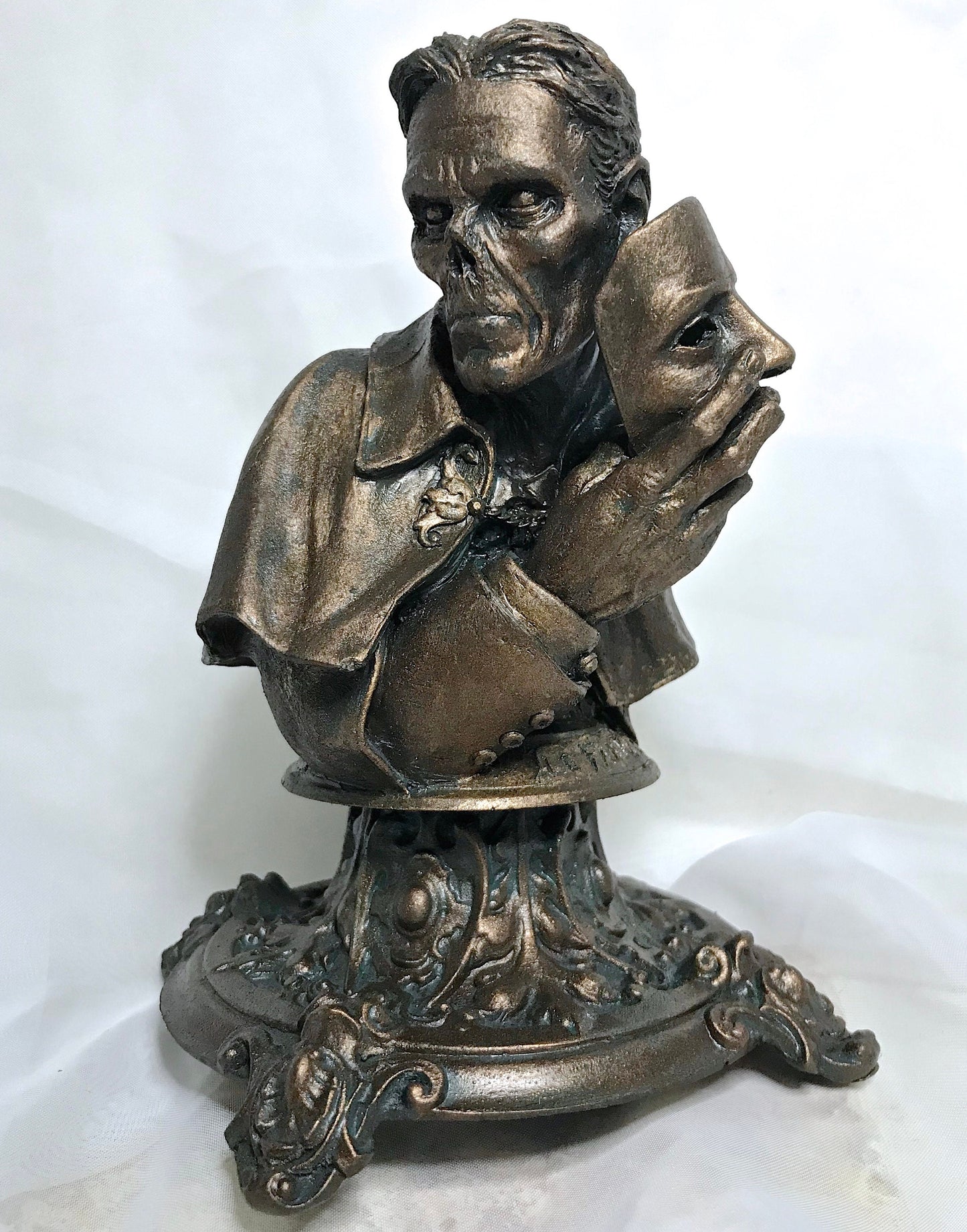 Phantom of the Opera Bust, Hand Painted Resin Sculpture |. Halloween Monster Opera Ghost Figurine | Gothic Art for Spooky Home Decor
