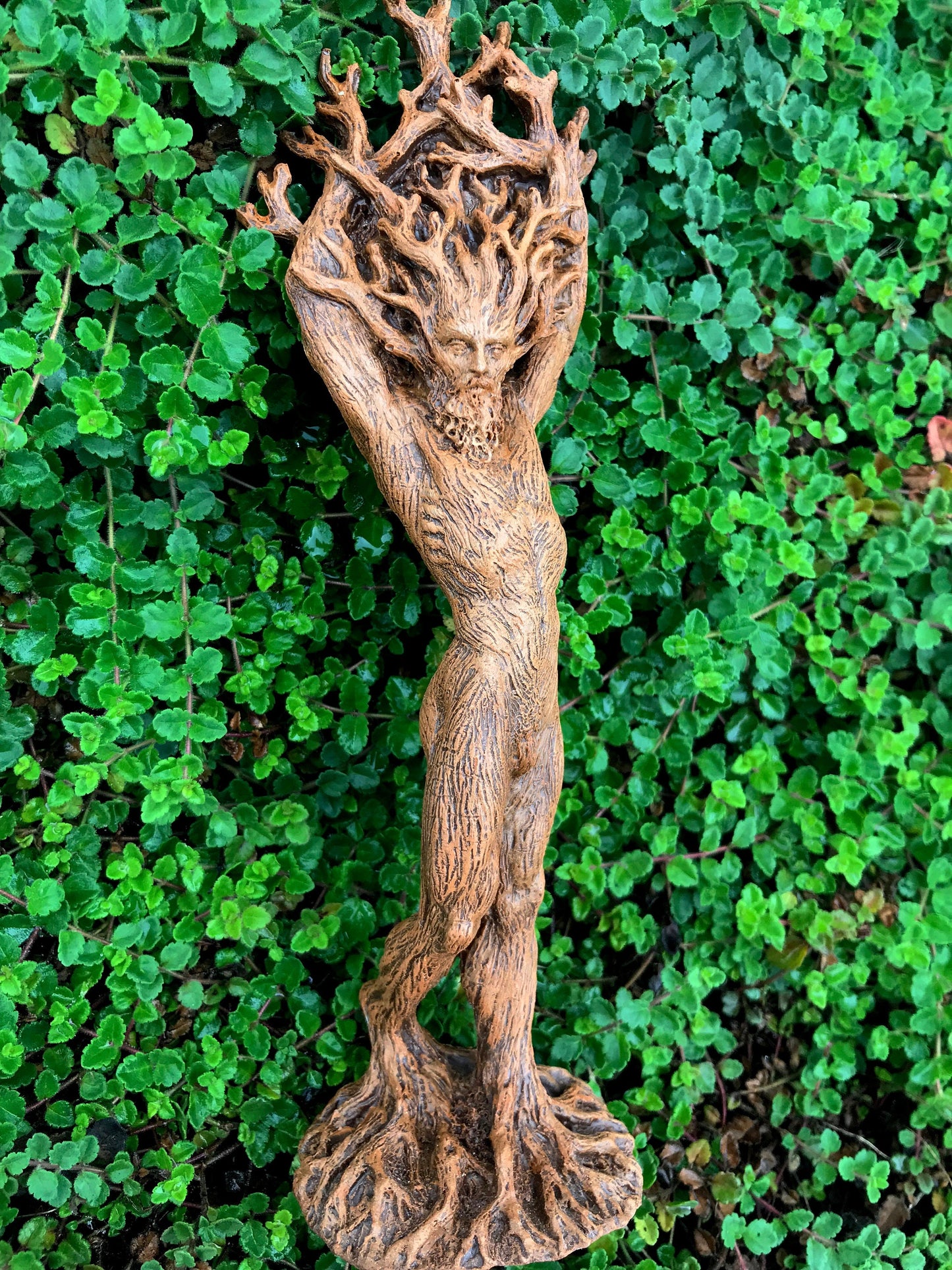 Green Man/ Cernunnos Hand Painted Resin Sculpture | Mythical Forest Creature Figurine | 9” Woodland God Altar Statue for Nature Lovers