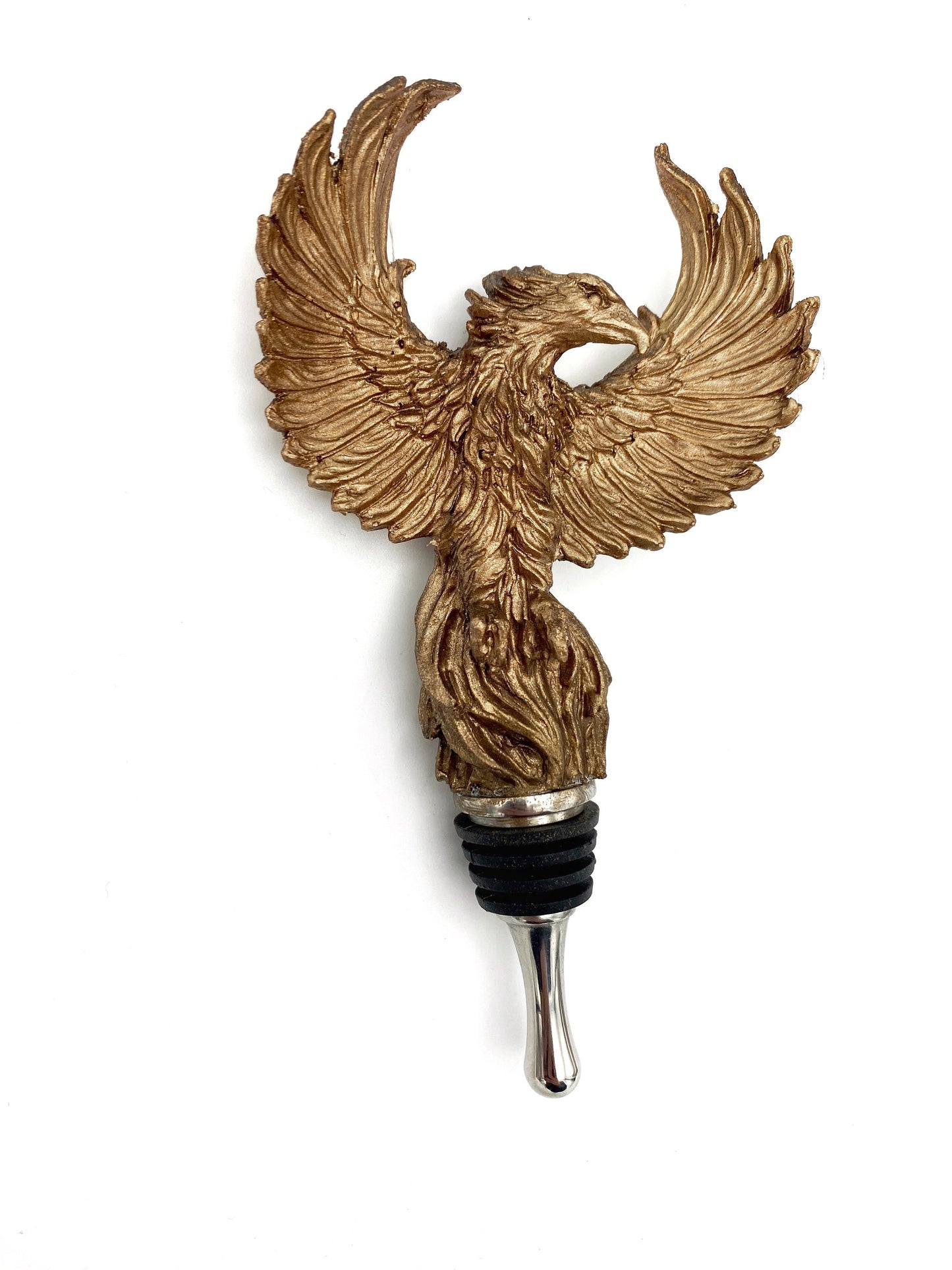 Phoenix Winestopper, Hand Sculpted Resin, Mythic Fantasy Art Barware | Legendary Creature Bottle Stopper | Fantasy Wine and Barware Gift