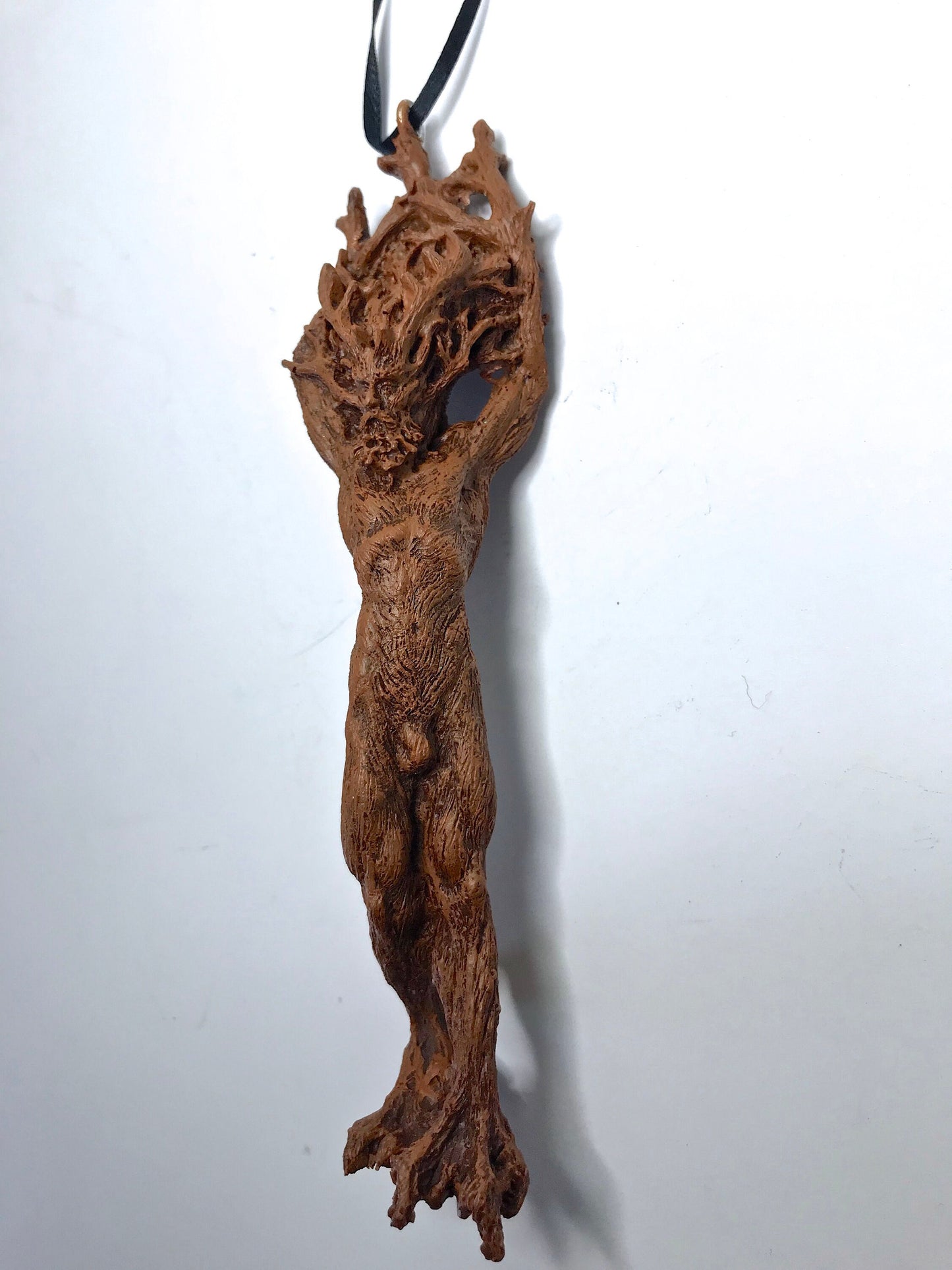 Green Man/ Cernunnos Ornament, Hand Painted Resin Sculpture | Mythical Forest Creature Figurine | Woodland God Ornament for Nature Lovers