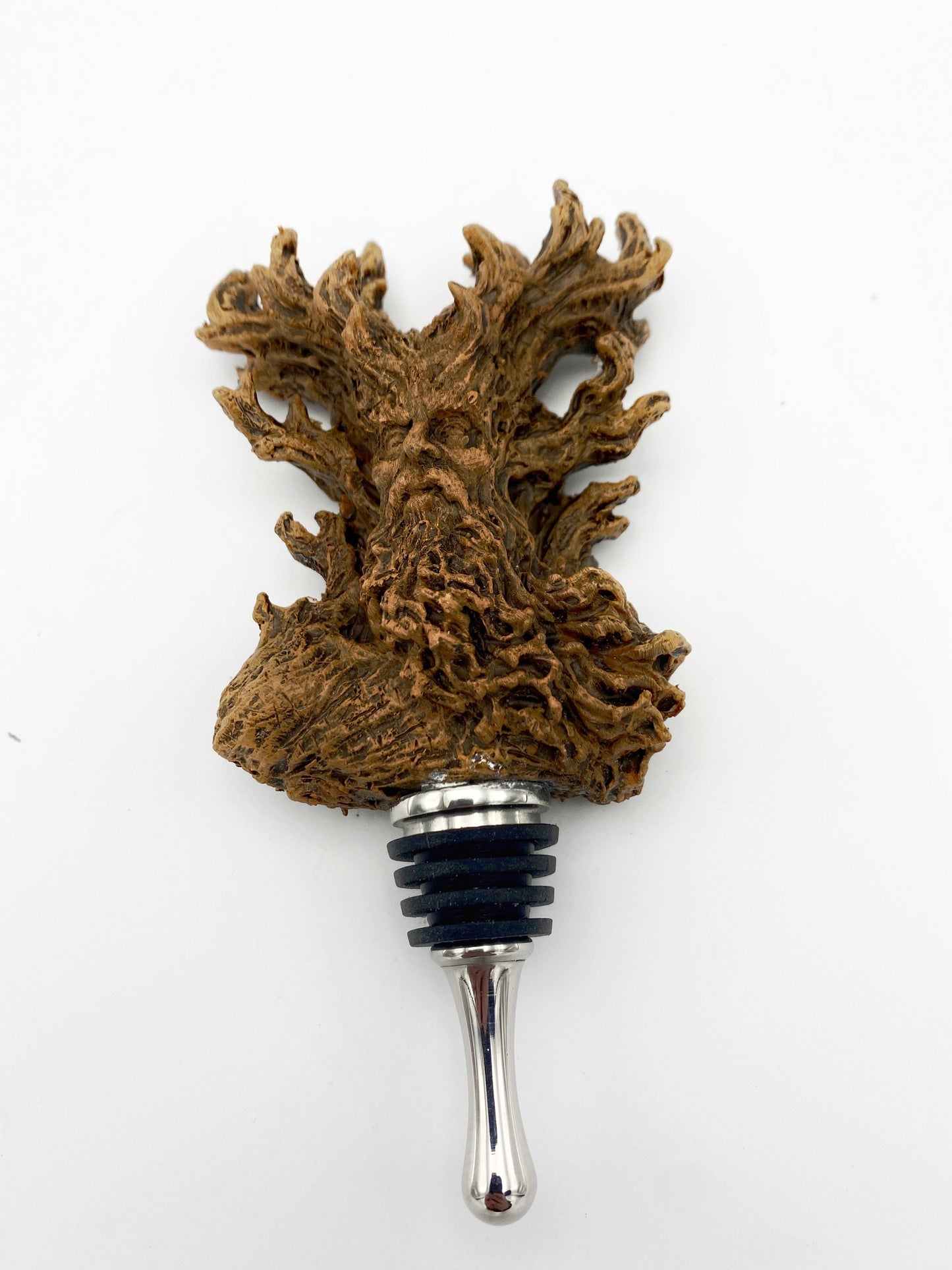Cernunnos/ Green Man Winestopper, Hand Sculpted Resin, Mythic Fantasy Art Barware | Nature Bottle Stopper | Fantasy Wine and Barware Gift