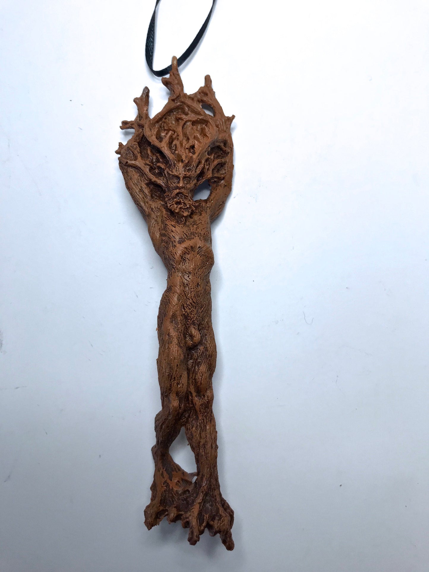 Green Man/ Cernunnos Ornament, Hand Painted Resin Sculpture | Mythical Forest Creature Figurine | Woodland God Ornament for Nature Lovers
