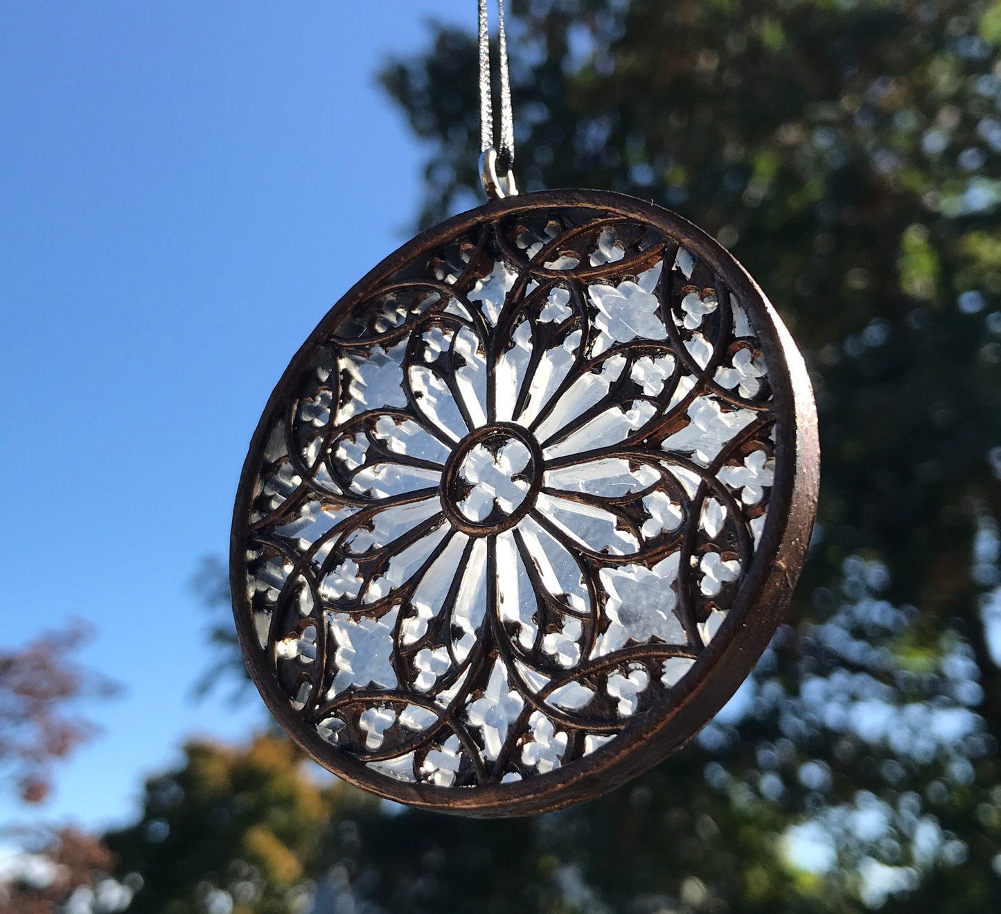 Gothic Cathedral Window Ornament, Translucent | Unique Gothic Home Decor | Resin Medieval Architecture, Gothic Ornament Holiday Decor