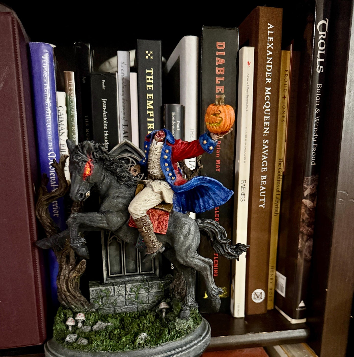 Headless Horseman Riding Statue, Full Color Resin Sculpture | Gothic Legend of Sleepy Hollow Figurine | Dark Folklore Art for Spooky Decor