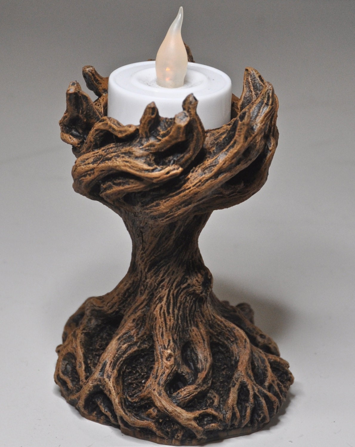 Yggdrasil the World Tree Tea Light Holder, Hand Painted Resin Sculpture | Earthy Fantasy Decor| Candle for Witchy Gift and Gothic Home Decor