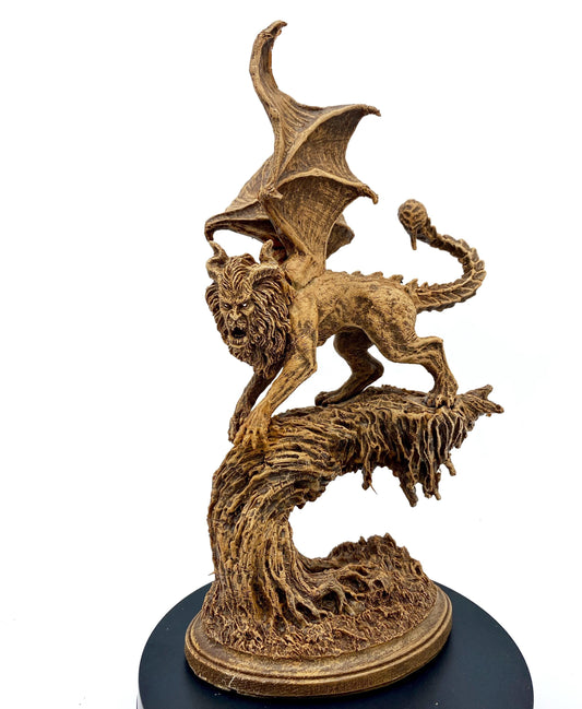 Manticore Statue, Hand Painted Resin Sculpture | Mythical Creature Figurine | Unique Legendary Manticore Monster Figurine. Fantasy Art Gift