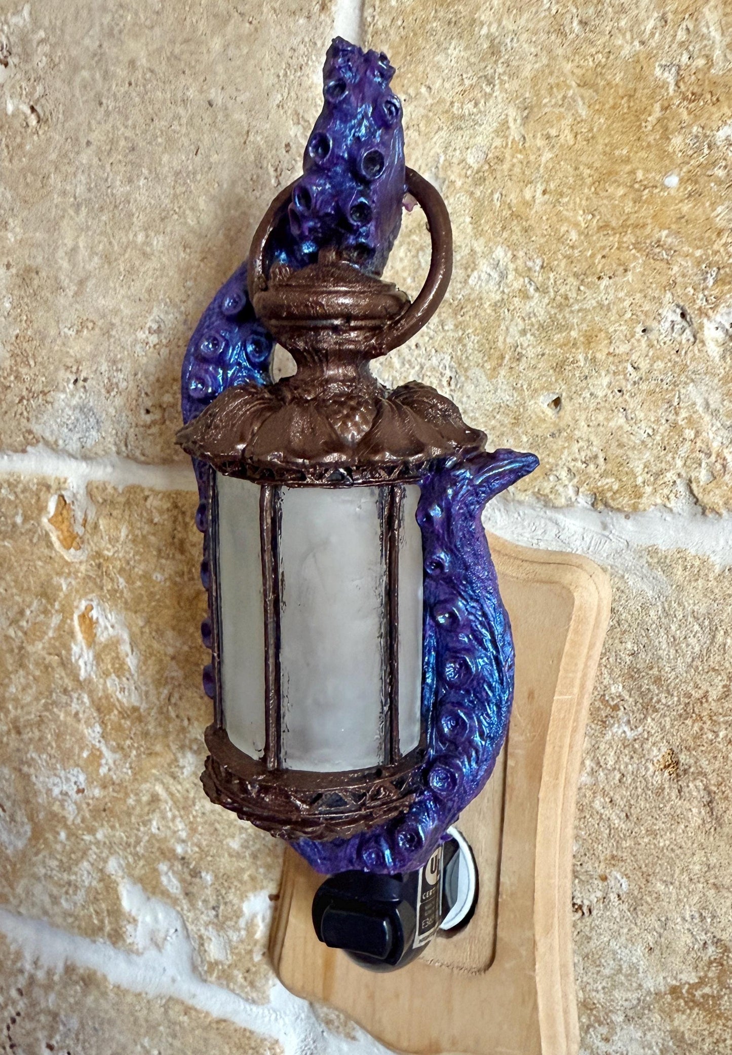 Tentacle Lantern Nightlight, Hand Painted Resin Sculpture | Nautical Gothic Night Light | Octopus Kraken Lighting for Fantasy Home Decor