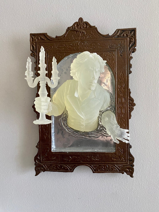 Gentleman Ghost in the Mirror Wall Plaque, Large Version, Glow in the Dark | Victorian Gothic Wall Art | for Halloween and Spooky Home Decor