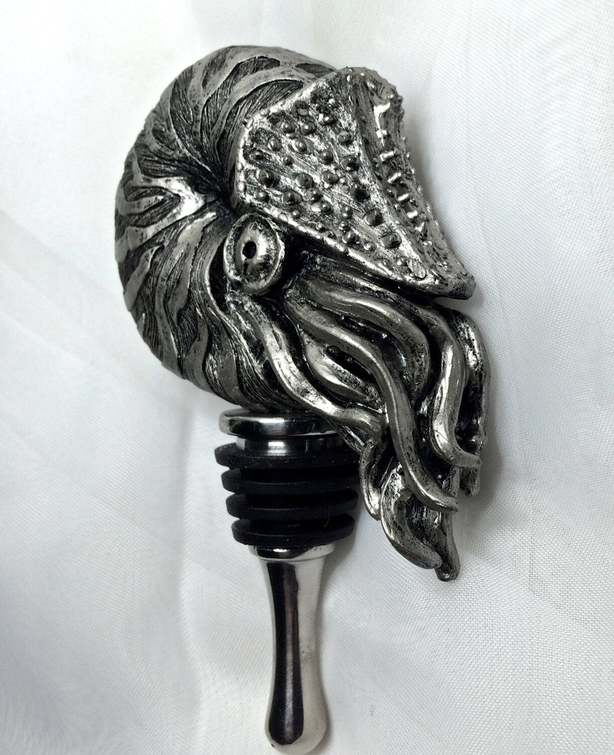 Nautilus Winestopper, Hand Painted Resin | Gothic Nautical Barware | Ammonite Nautilus Bottle Stopper, Gothic Wine and Barware Gift