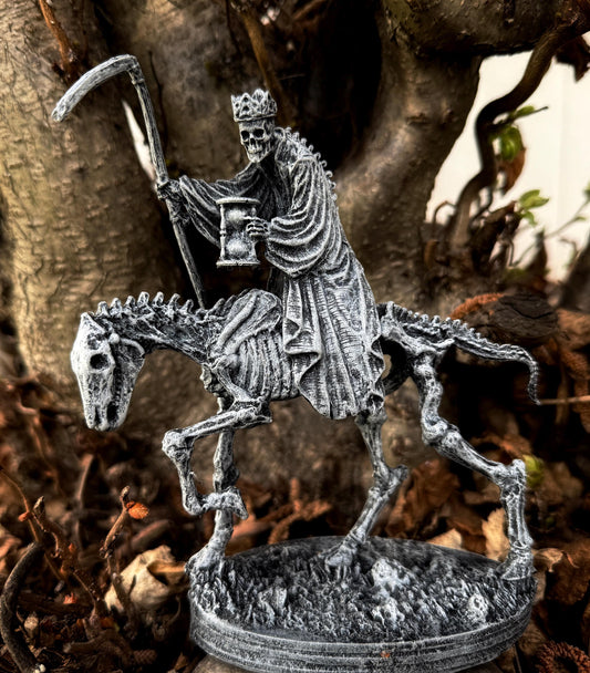 Triumph of Death: Grim Reaper on Skeletal Horse Statue, Hand Painted Resin Figurine, Horror Art |Gift for Gothic and Dark Fantasy Collectors