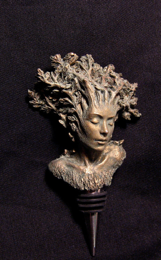 Dryad Winestopper, Hand Sculpted Resin,  Mythic Fantasy Art Barware | Legendary Creature Bottle Stopper | Fantasy Wine and Barware Gift