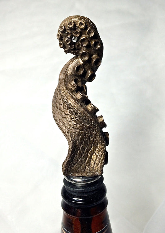 Kraken Tentacle Winestopper, Hand Painted Resin | Gothic Nautical Barware | Octopus Tentacle Bottle Stopper, Gothic Wine and Barware Gift