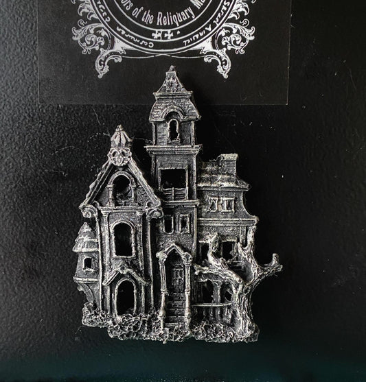 Haunted Mansion Magnet, Hand Painted Resin Sculpture | Gothic Fantasy Decor | Haunted House Magnet for Fantasy and Gothic Decor