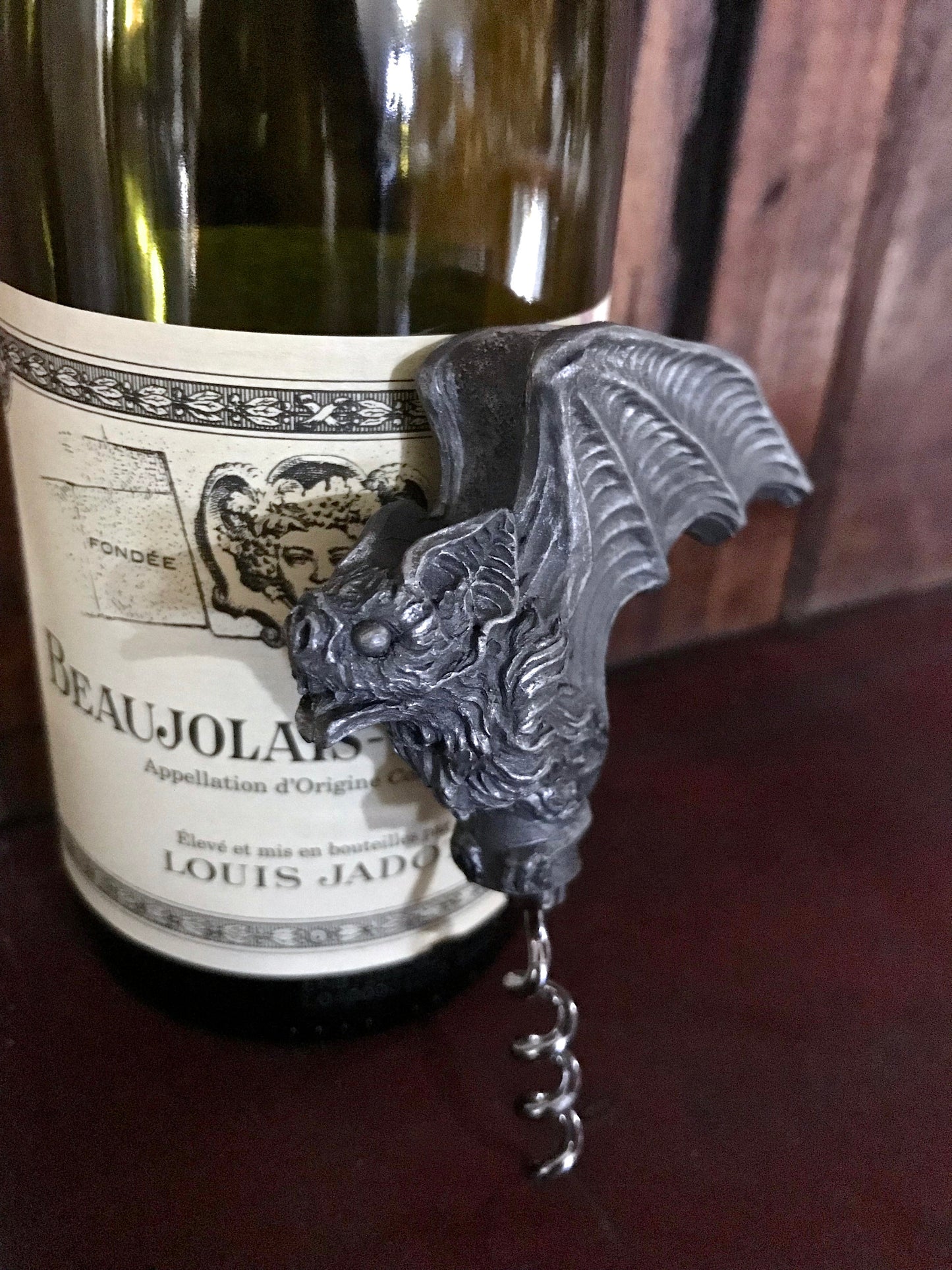 Vampire Bat Corkscrew, Hand Painted Resin | Gothic Vampire Barware | Unique Bat Cork Screw |Dark Fantasy Gothic Wine and Barware Gift