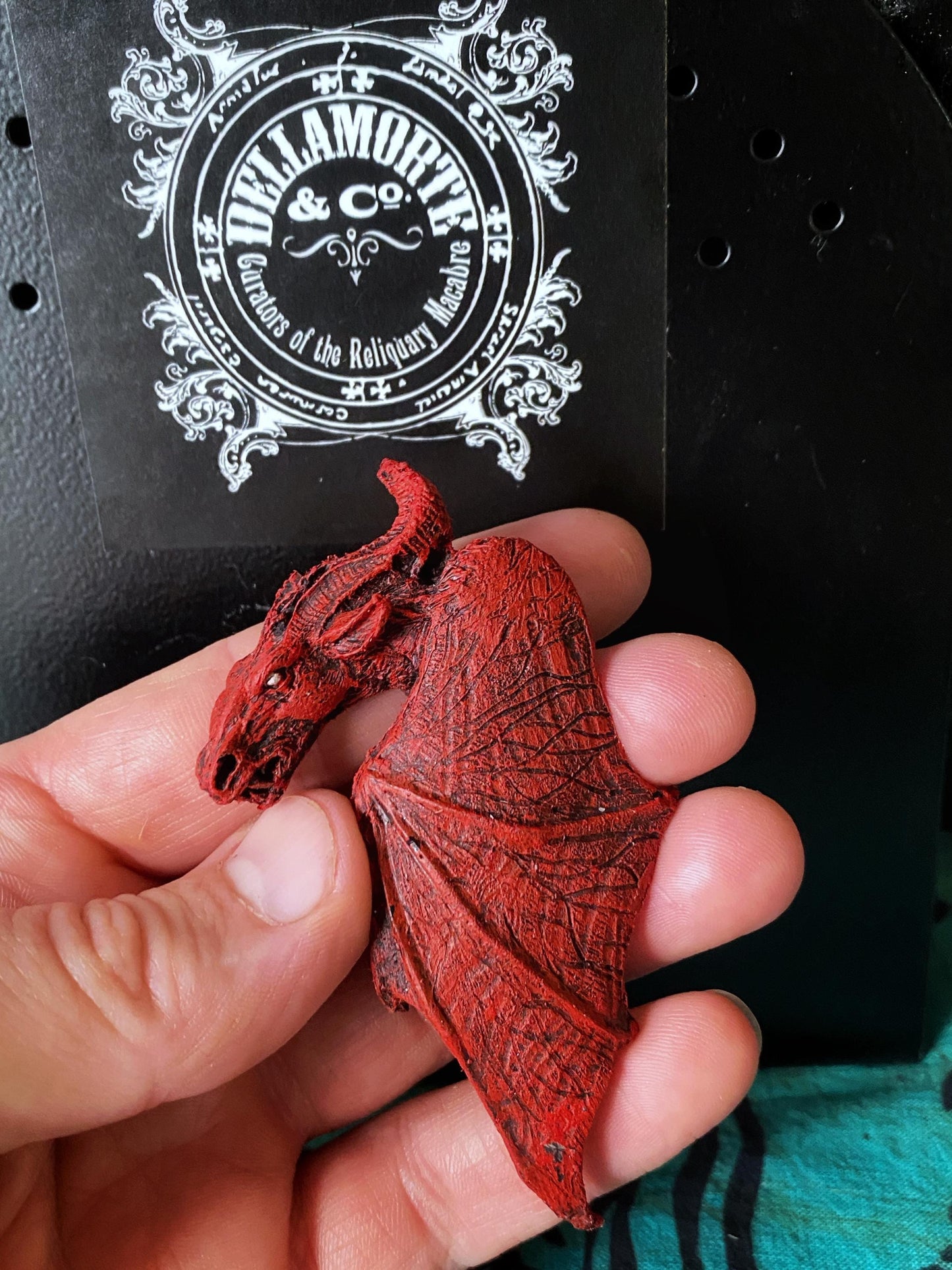 Jersey Devil Magnet, Hand Painted Resin Sculpture | Cryptid Fantasy Decor | Urban Legend Jersey Devil Magnet for Horror and Gothic Decor