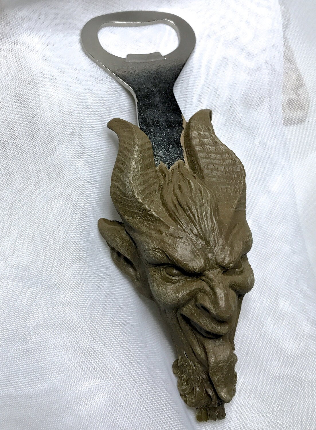 Krampus Opener, Hand Painted Resin, Bronze Finish | Gothic Holiday Barware | Krampus Devil Bottle Opener | Fantasy Gothic Barware Gift