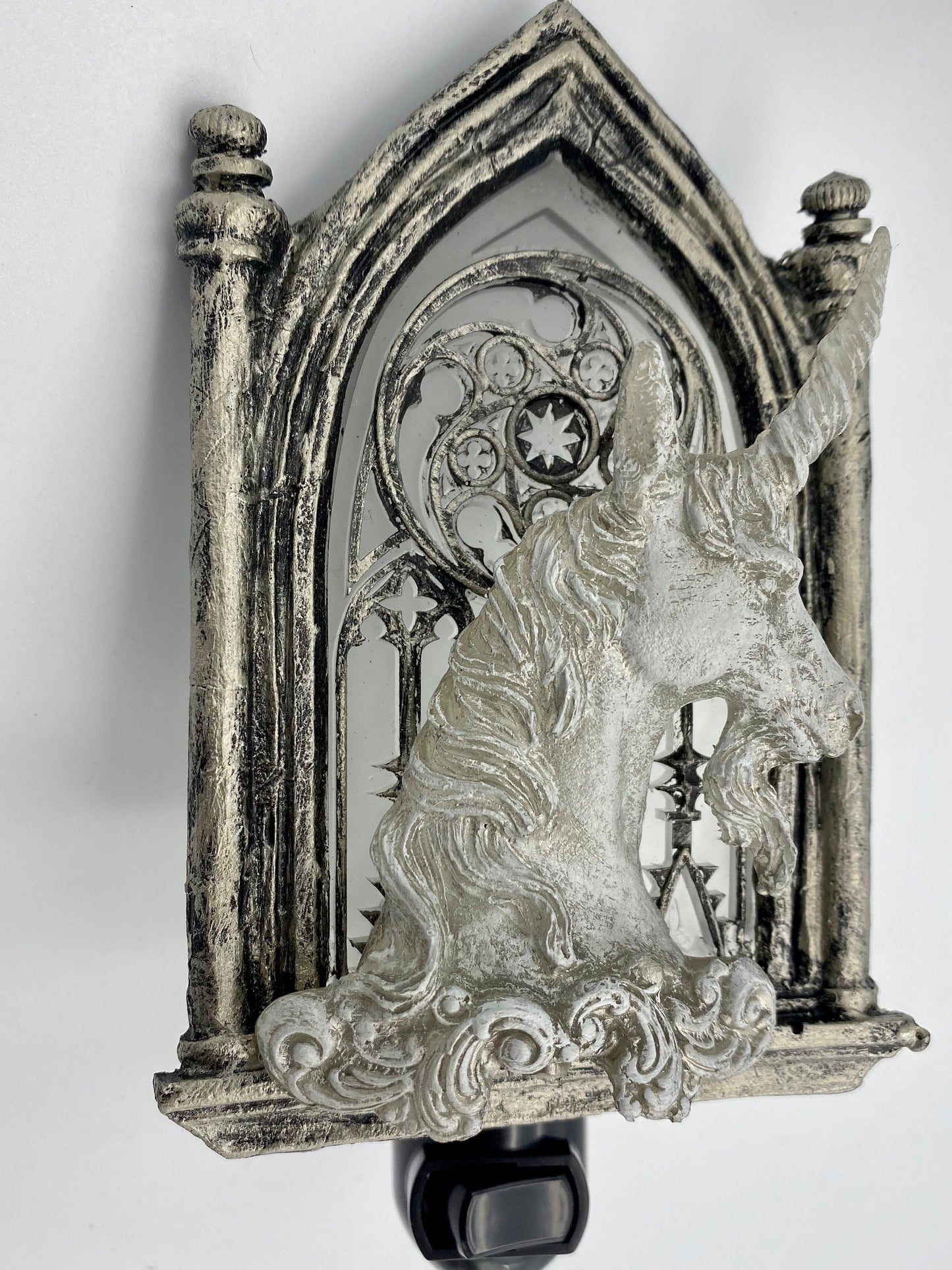 Unicorn and Gothic Cathedral Window Nightlight | Medieval Gothic Night Light |  Unicorn Lighting for Gothic Fantasy Home Decor
