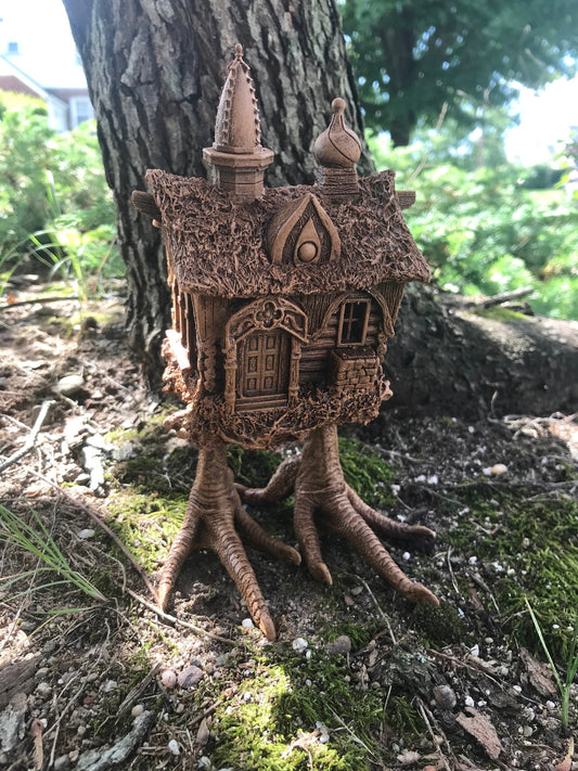 Baba Yaga Hut Statue, Hand Painted Resin Sculpture | Russian Folklore Figurine | Witch House Statue | Fantasy Art for Gothic Home Decor