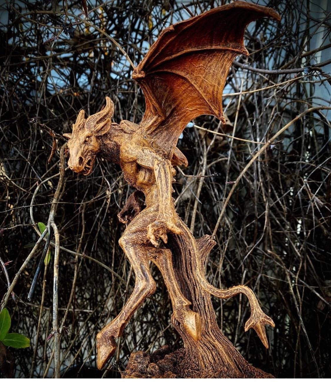 Jersey Devil Statue, Hand Painted Resin Sculpture | Cryptozoology Creature Figurine | Urban Legend Jersey Devil Monster, Gothic Art Decor