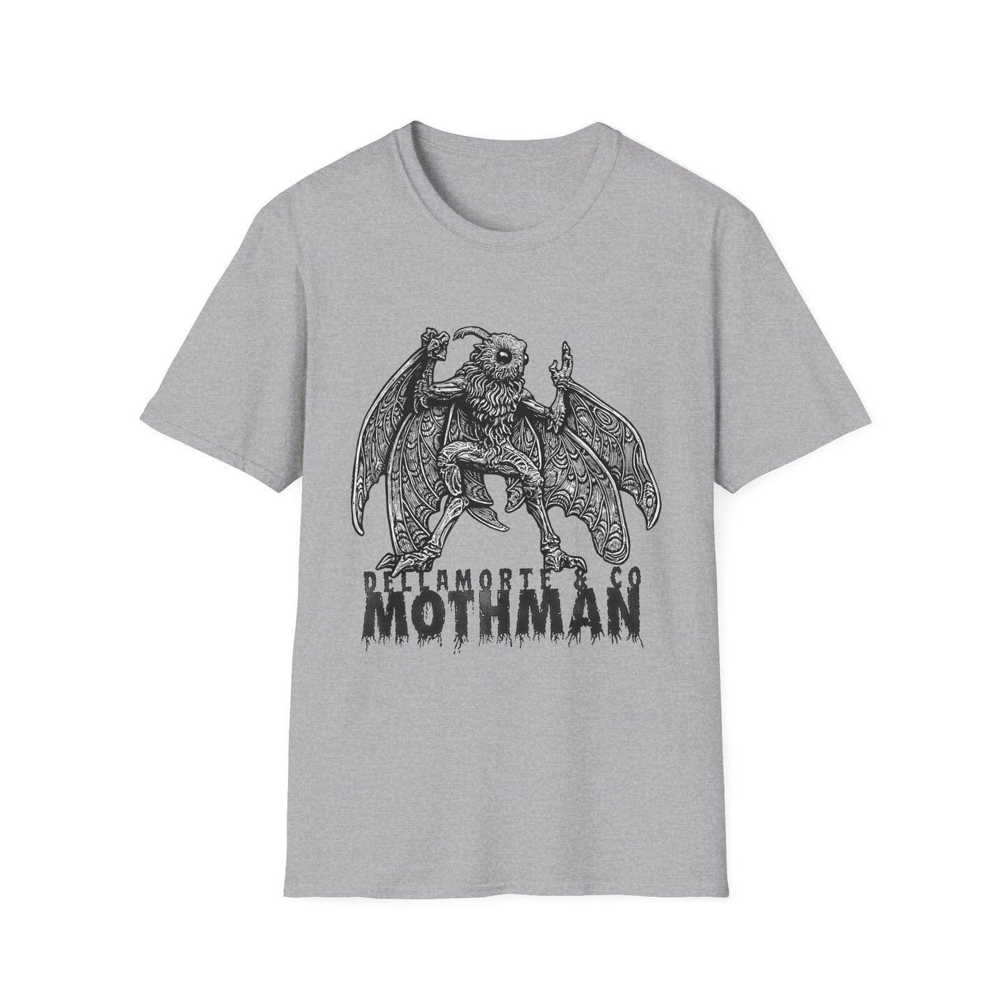 Mothman Shirt | Gothic Cryptid T-Shirt by Dellamorte | Appalachian Folklore Tee | Paranormal Creature Dark Halloween Art Apparel