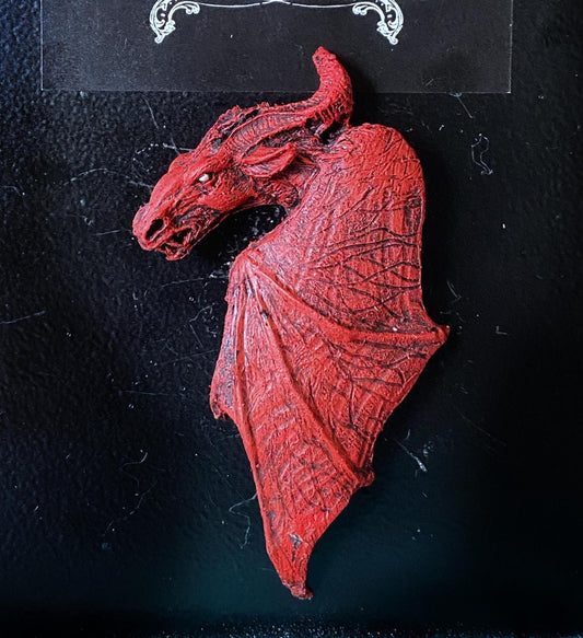Jersey Devil Magnet, Hand Painted Resin Sculpture | Cryptid Fantasy Decor | Urban Legend Jersey Devil Magnet for Horror and Gothic Decor