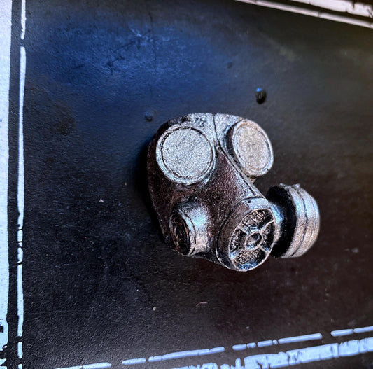 Gas Mask Magnet, Hand Painted Resin Sculpture | Gothic Post-Apocalyptic Decor | Gas Mask Magnet for Horror and Gothic Decor