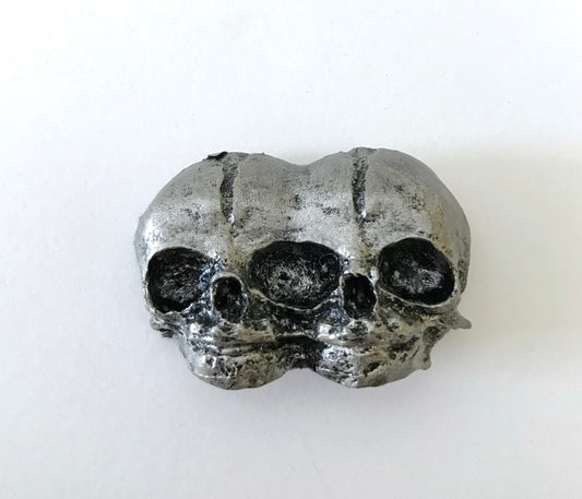 Conjoined Twins Skull  Magnet, Hand Painted Resin Sculpture | Gothic Fantasy Decor | Conjoined Skull Magnet for Fantasy and Gothic Decor