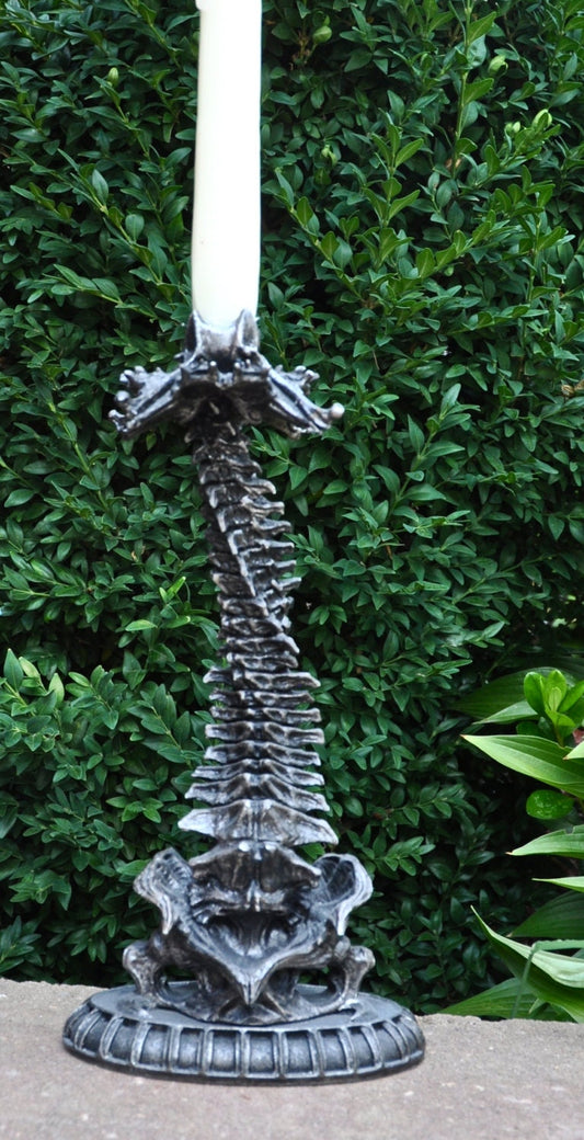 Helix Ossuary Spine Candlestick Holder, Hand Sculpted Resin Sculpture| Spooky Gothic Candle,Spine Candle for Halloween Gift and Gothic Decor