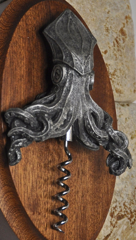 Kraken Squid Corkscrew, Hand Painted Resin | Gothic Nautical Barware | Squid Cthulhu Cork Screw, Gothic Wine and Barware Gift