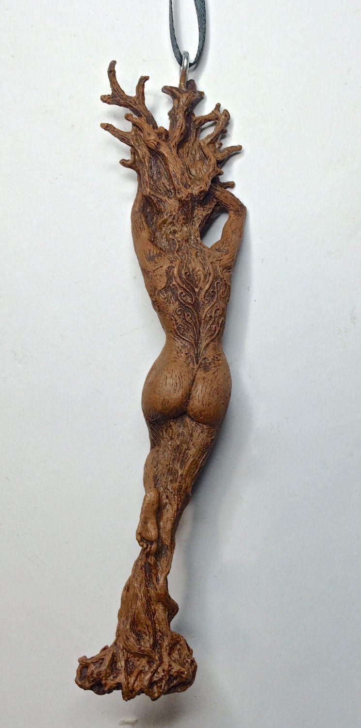Dryad Ornament, Hand Painted Resin Sculpture | Mythological Forest Creature Figurine | Woodland Nature Goddess Ornament for Fantasy Decor