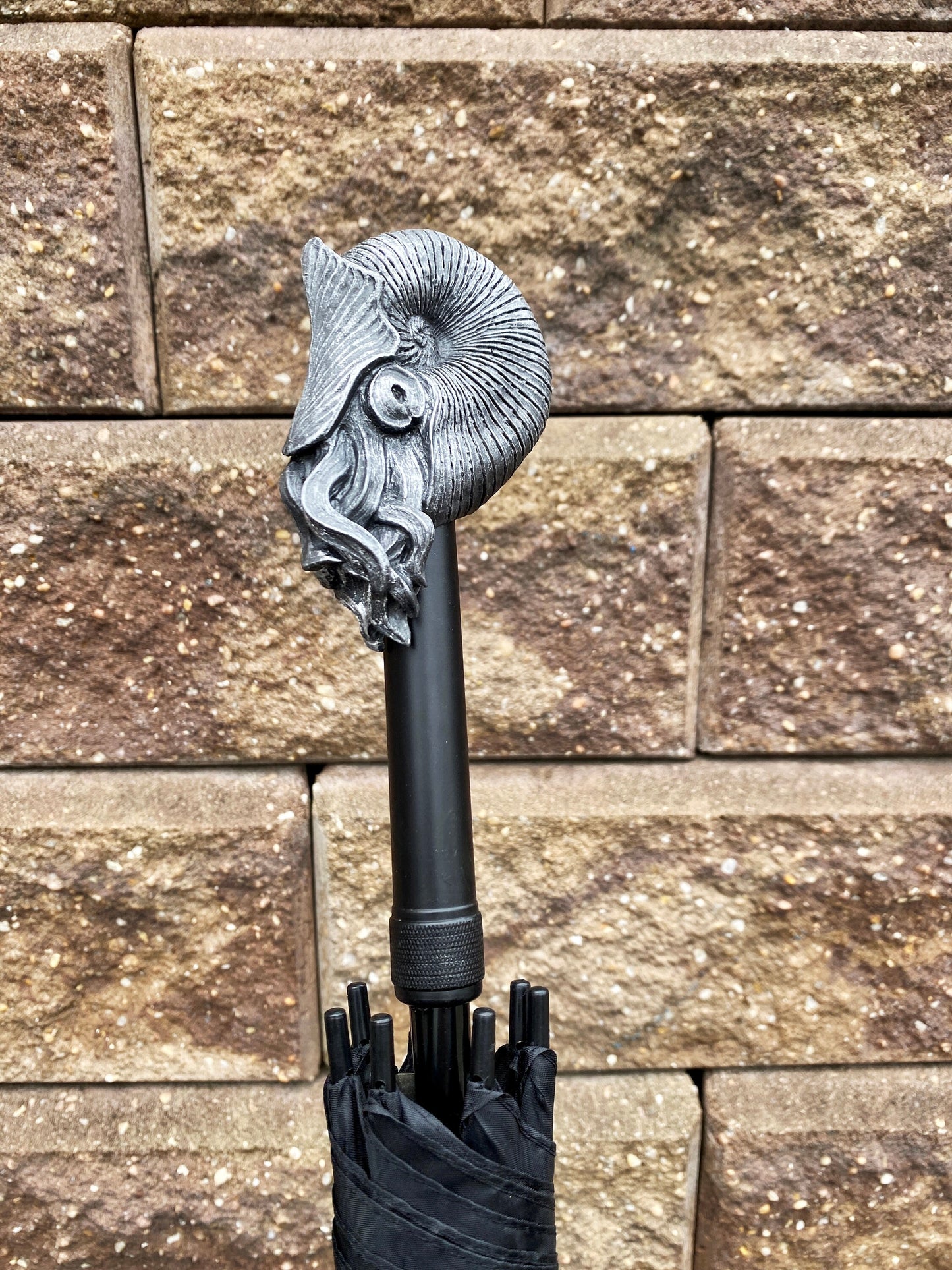 Nautilus Umbrella,Hand Sculpted Resin | Nautical Fossil Umbrella | Fantasy Natural History Parasol, Maritime Gothic Accessory