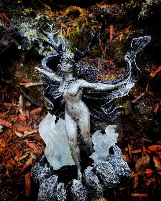 Witch’s Sabbath: Morgan Le Fay Statue, Hand Painted Resin Sculpture | Pagan Folklore Pagan Goddess Figurine | Witchy Art for Gothic Decor