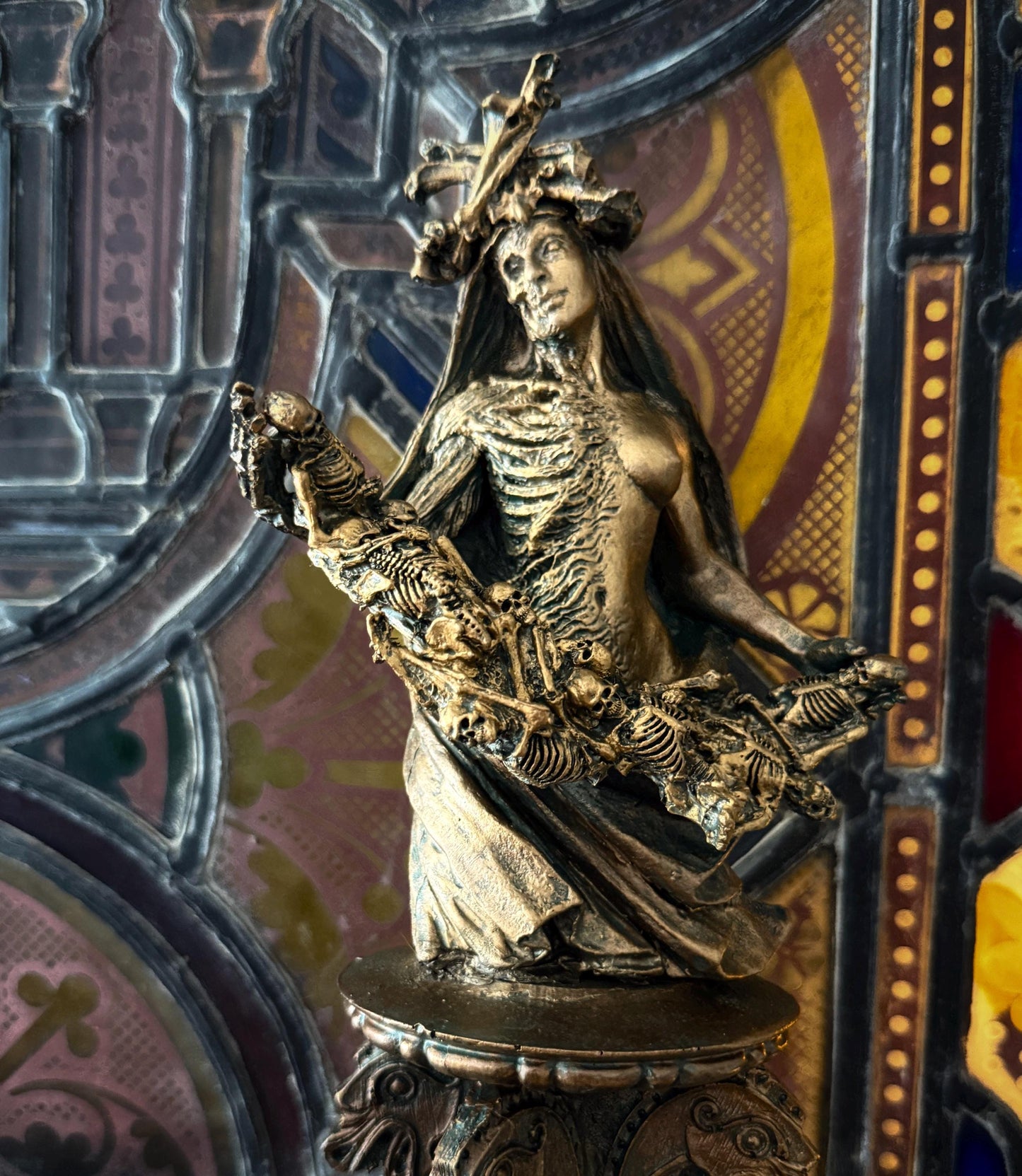Hel, Goddess of Death and the Underworld Bust, Hand Painted Resin Sculpture | Pagan Goddess Figurine | Altar Statue for Gothic Home Decor