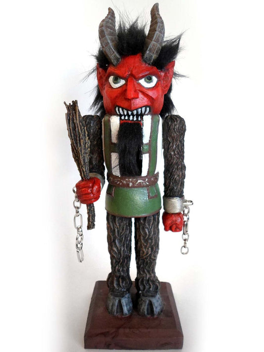 Krampus Nutcracker Statue, Hand Painted Resin Sculpture | Mythical Creature Figurine | Unique Dark Christmas Demon, Gothic Folklore Decor
