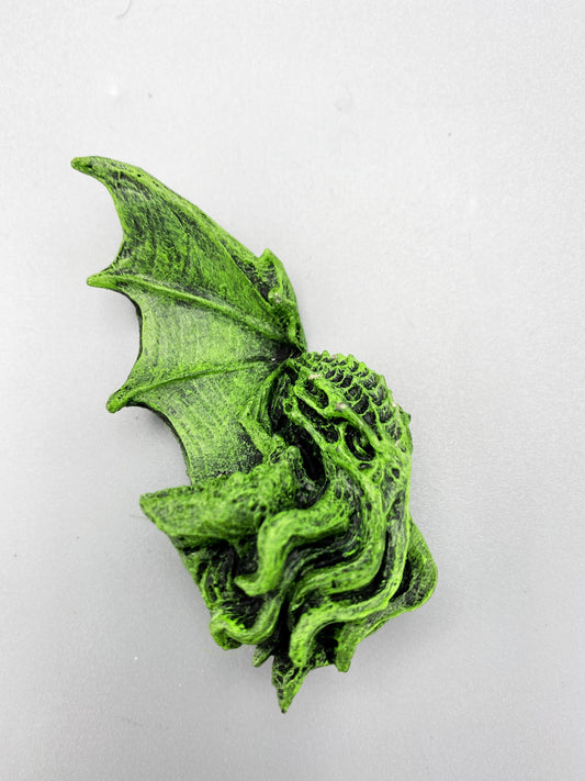 Cthulhu Magnet, Hand Painted Resin Sculpture | Mythic Lovecraftian Decor | Cthulhu Magnet for Gamer and Gothic Decor