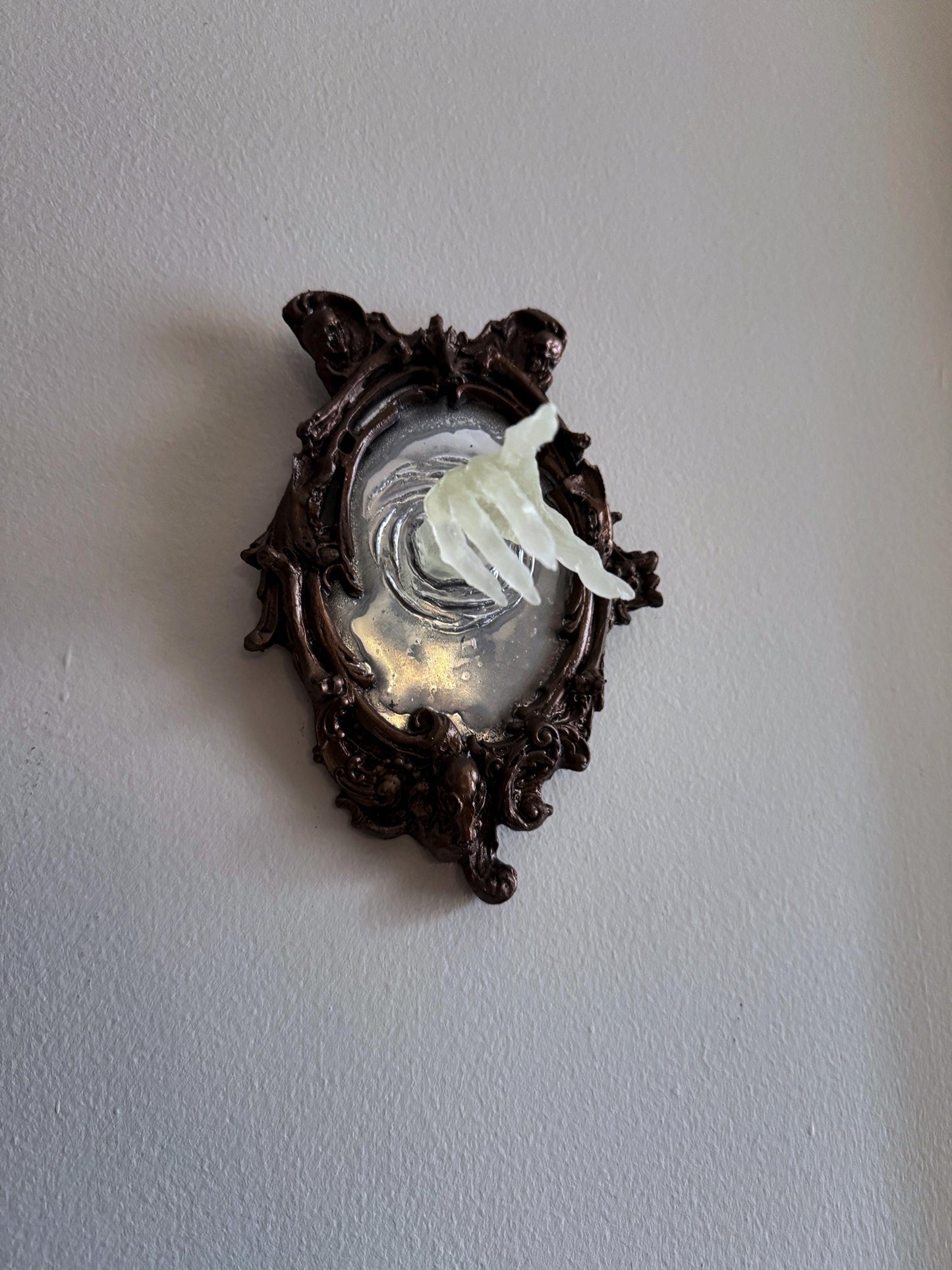Spectral Hand Wall Plaque, Glow in the Dark Resin | Victorian Gothic Haunted Wall Art |Ghost Hand Gift for Halloween, Spooky Home Decor