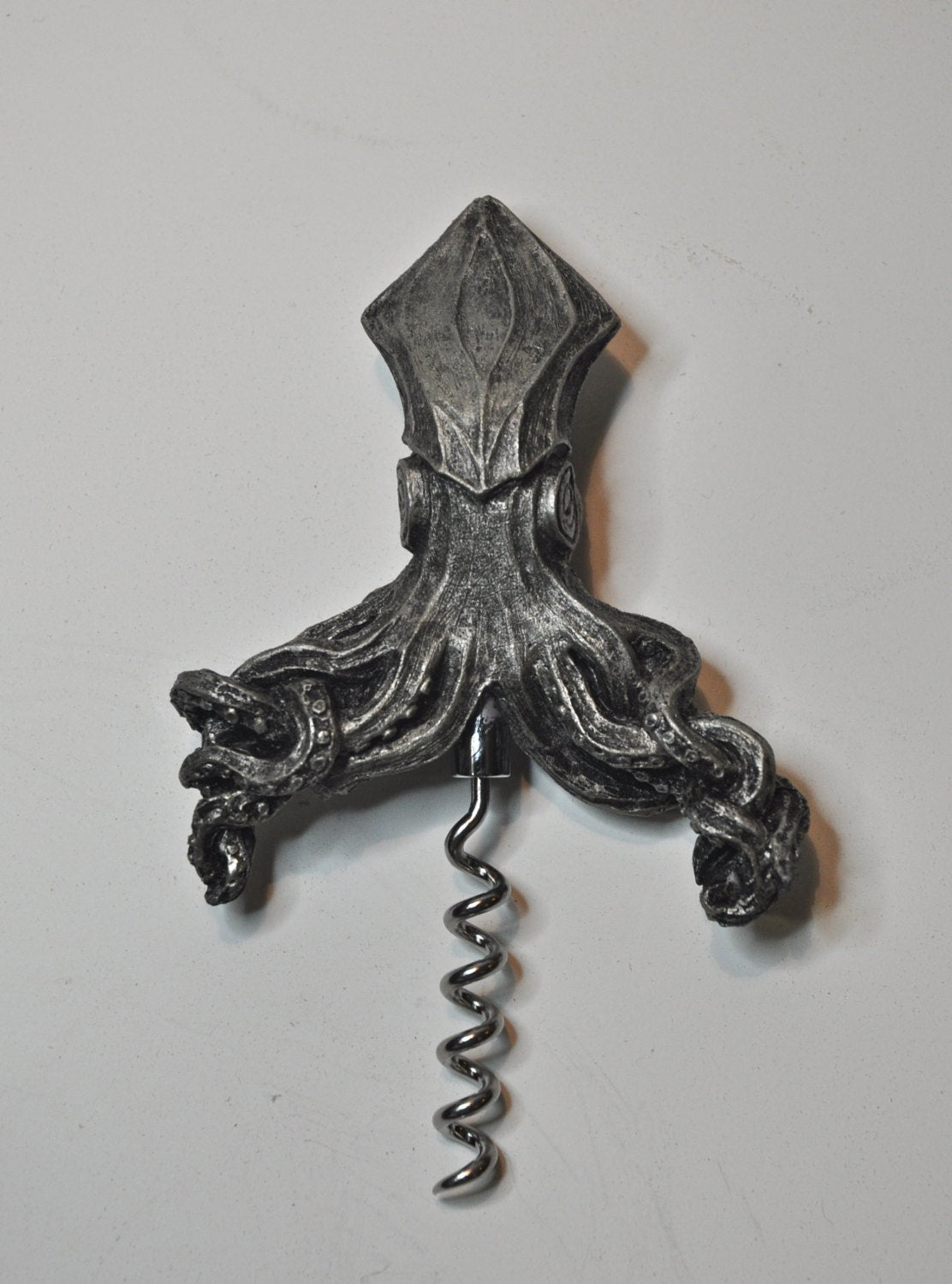 Kraken Squid Corkscrew, Hand Painted Resin | Gothic Nautical Barware | Squid Cthulhu Cork Screw, Gothic Wine and Barware Gift
